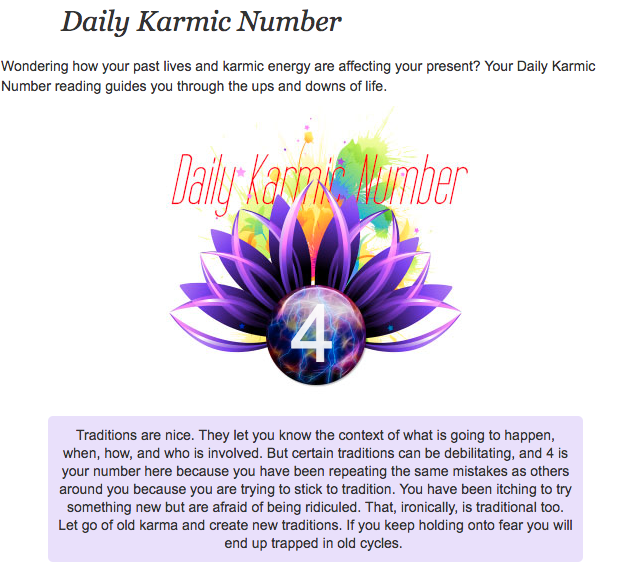 Daily Karmic Number on astrology.com