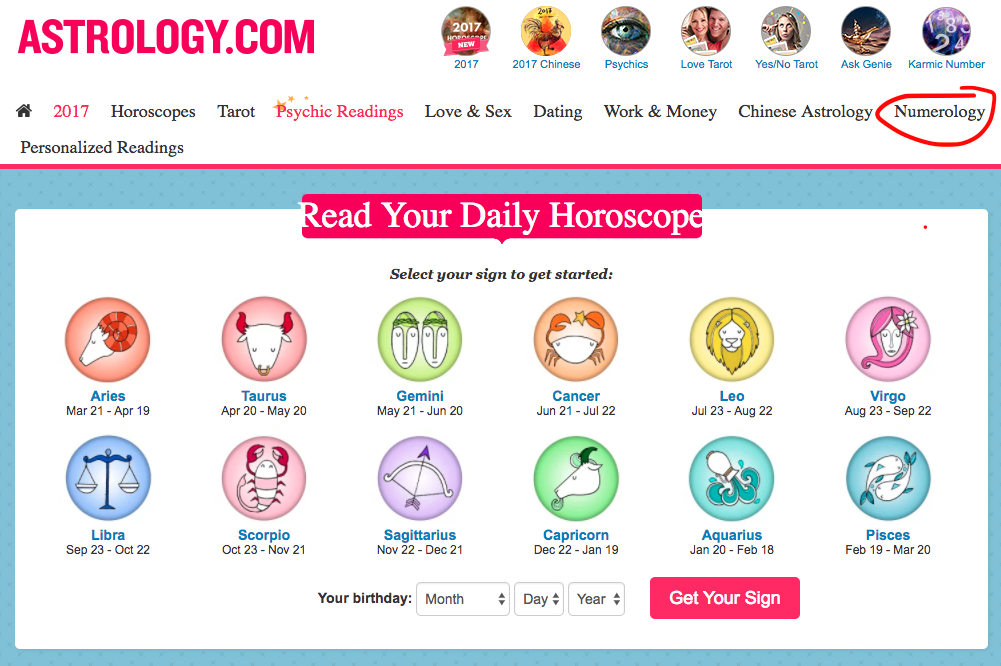 A screenshot of astrology.com