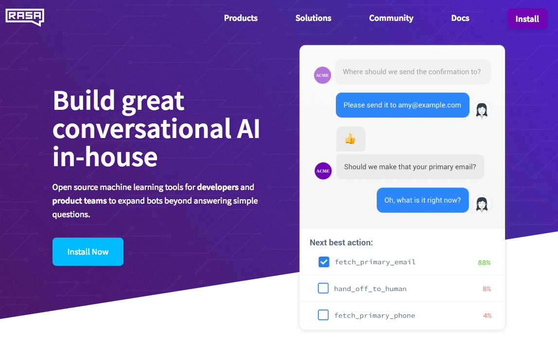 A screenshot of rasa.com